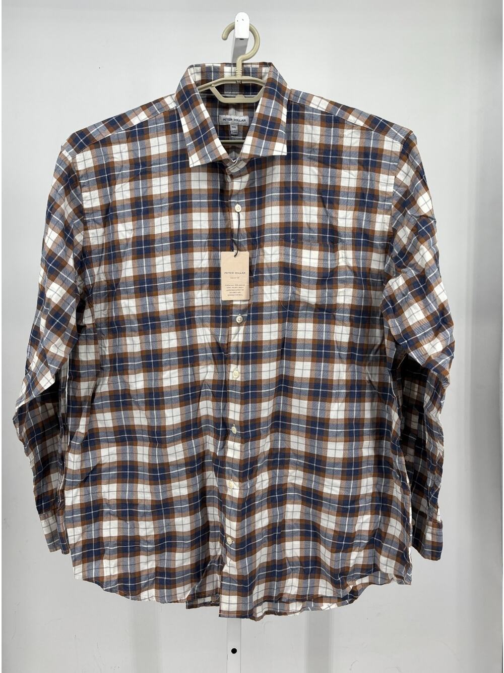 Peter Millar Langley Summer Soft Cotton Sport Shirt Mens 2XL Multi Flannel Plaid